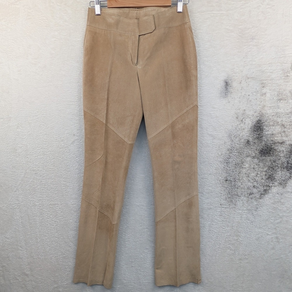 VTG Wilsons Leather Pants Women's 4 29x35 Tan Suede Flare Leg Boho Western Y2K